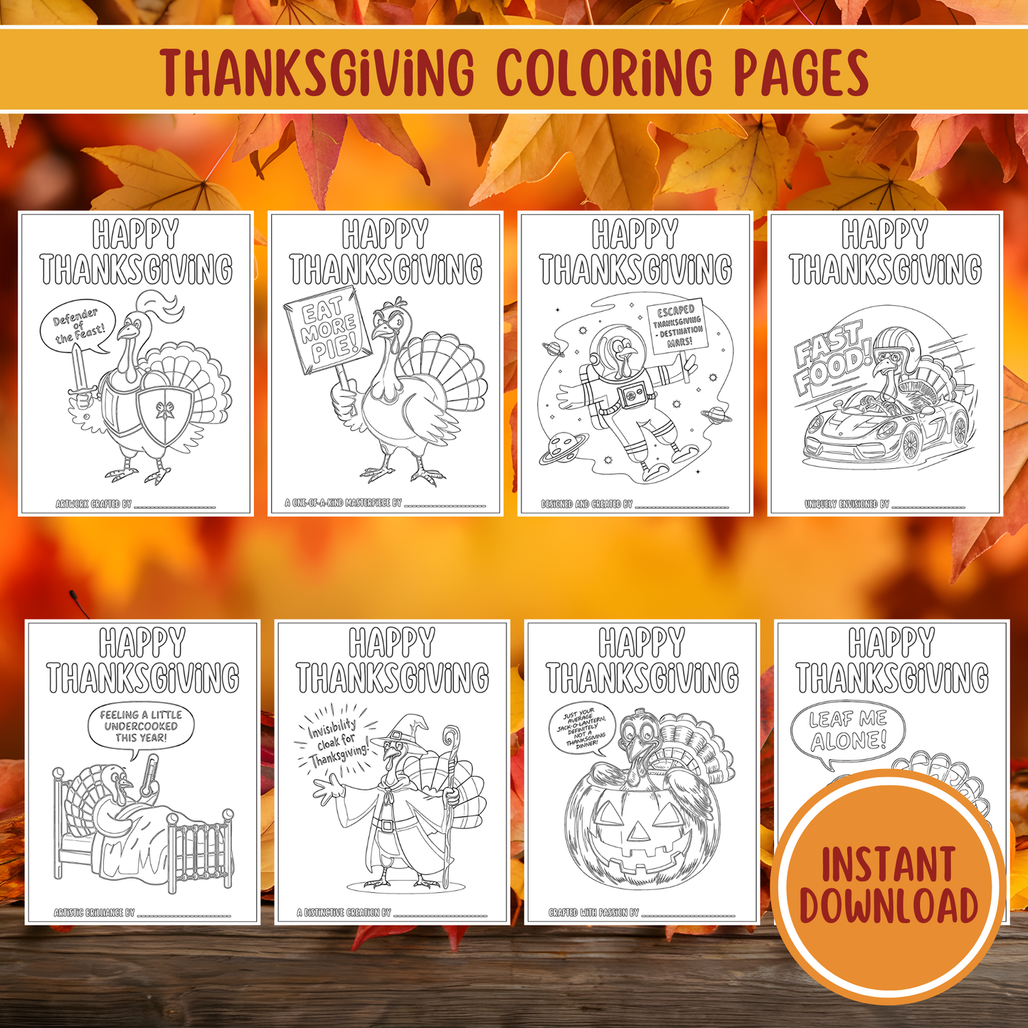 Thanksgiving Clip Art and Coloring Pages Bundle