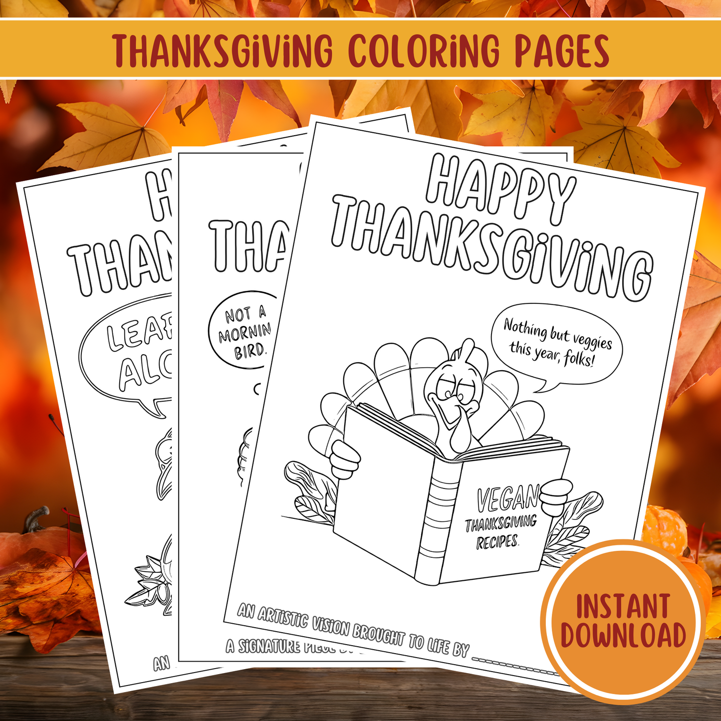 Thanksgiving Clip Art and Coloring Pages Bundle