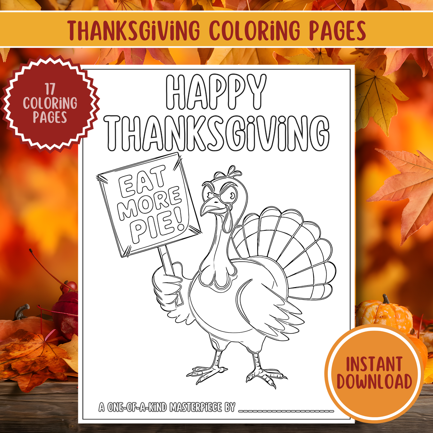 Thanksgiving Clip Art and Coloring Pages Bundle