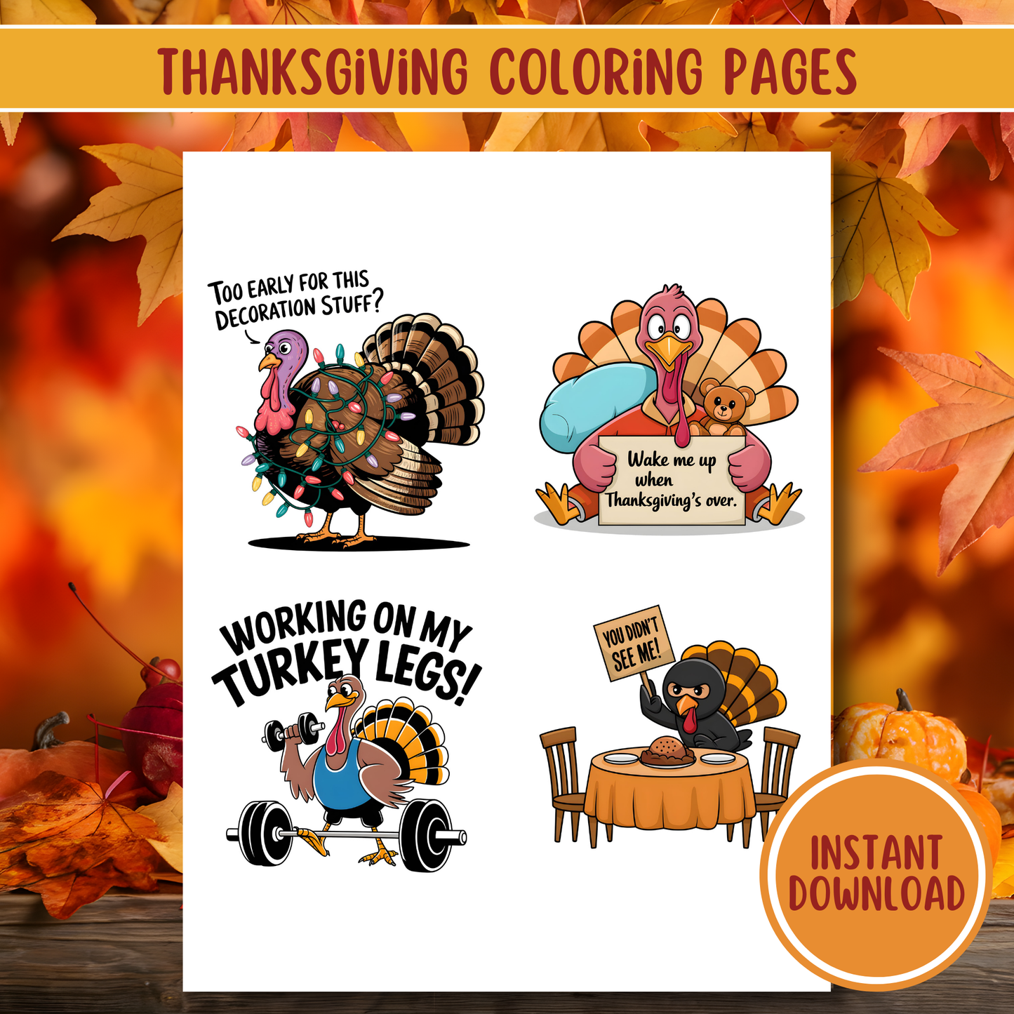 Thanksgiving Clip Art and Coloring Pages Bundle