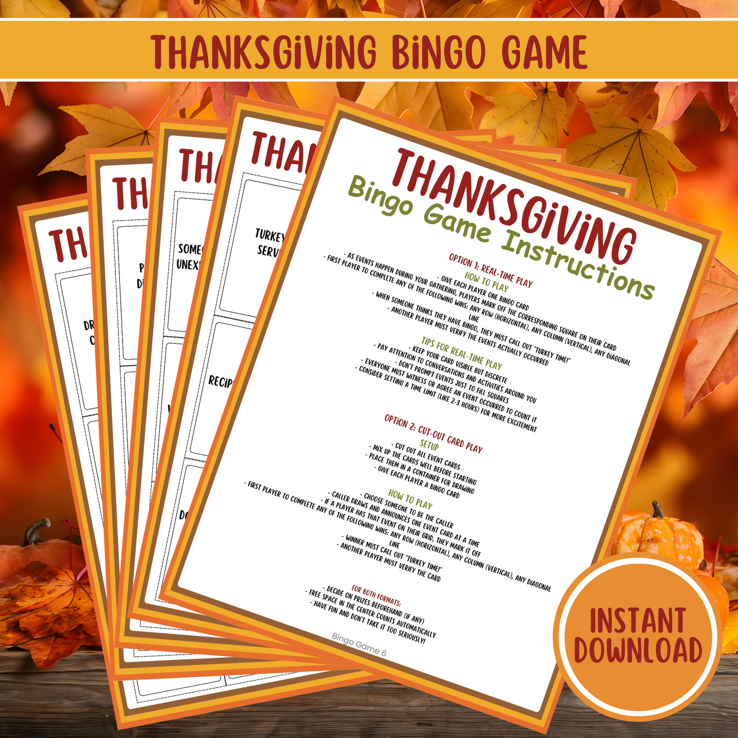 Thanksgiving Bingo Game