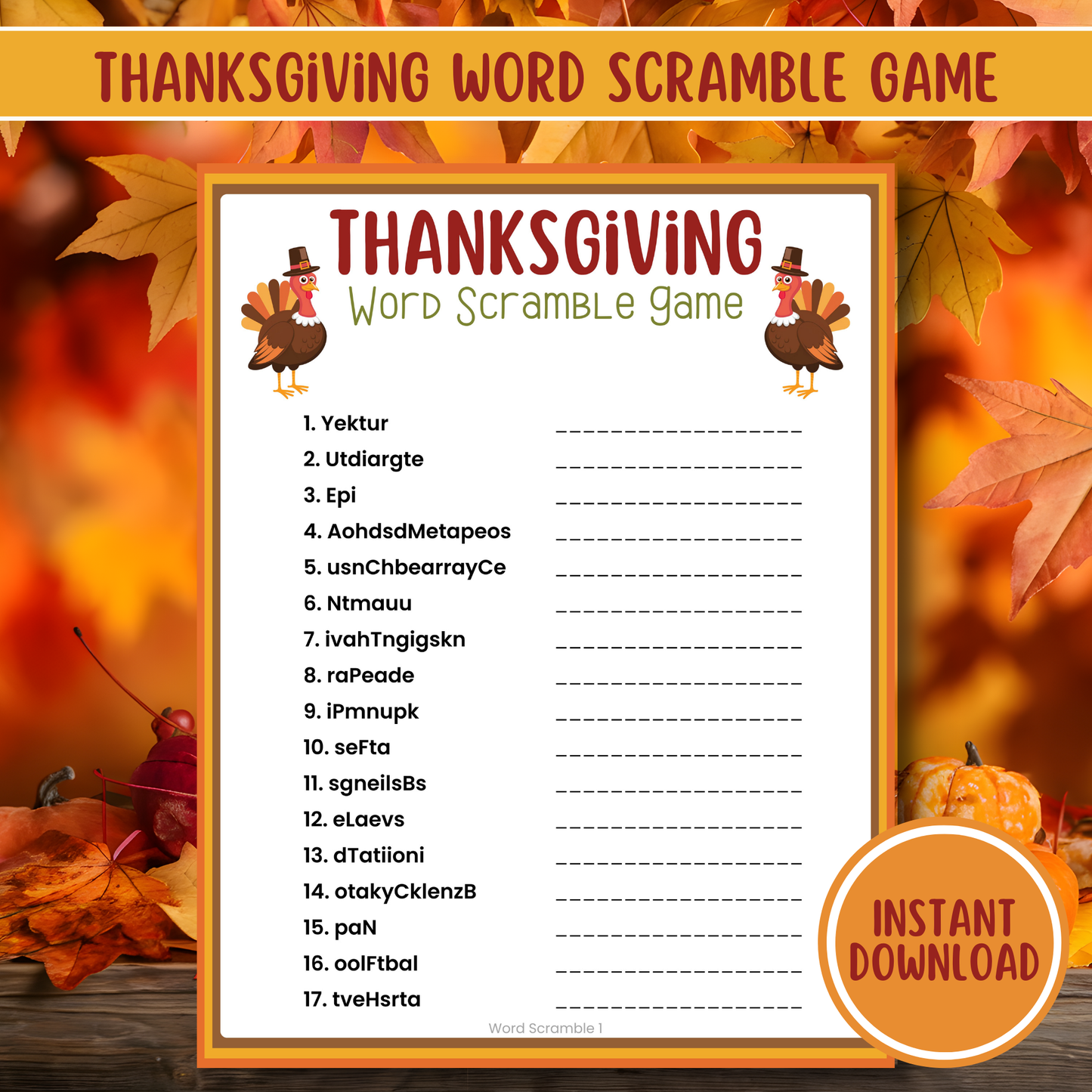 Thanksgiving Activity Bundle