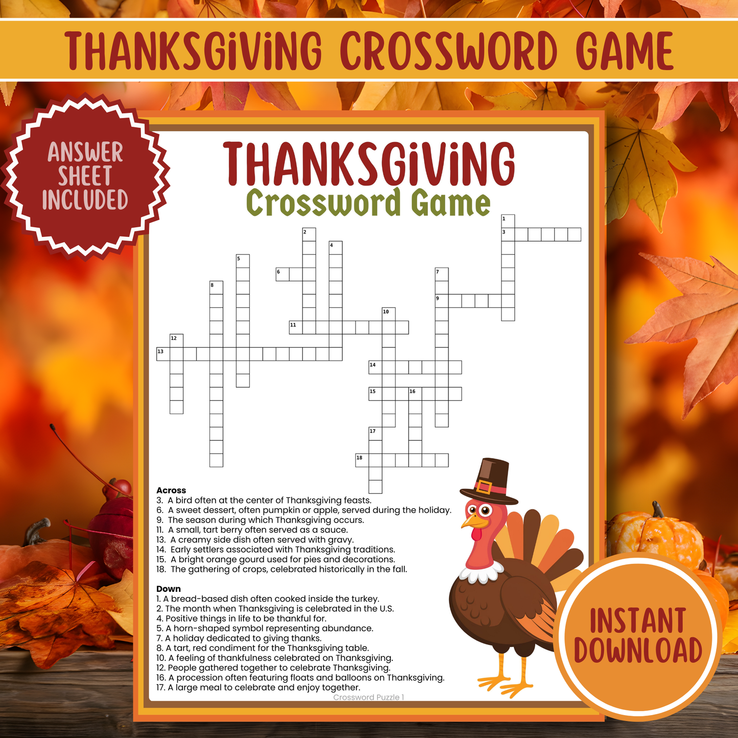 Thanksgiving Crossword Puzzle