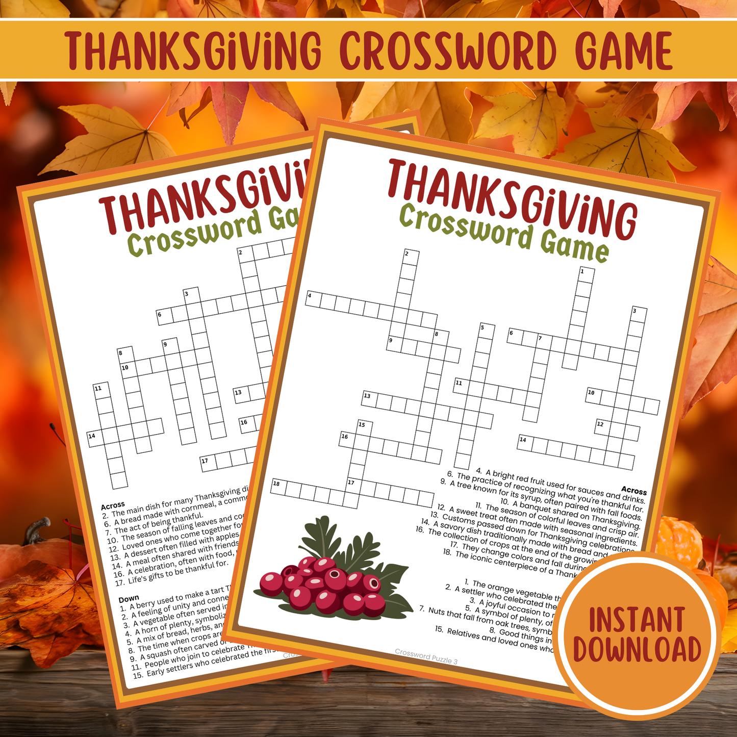 Thanksgiving Crossword Puzzle